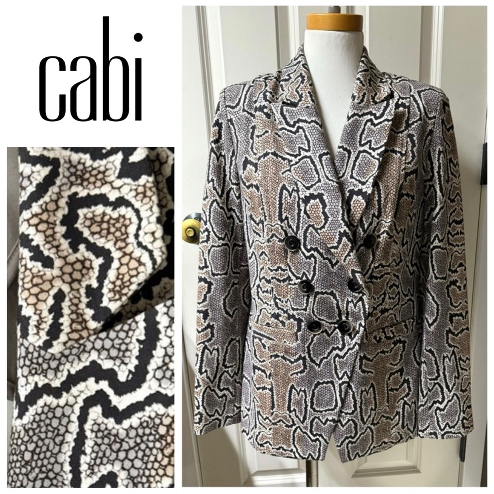 CAbi Python Print Double Breasted Blazer Jacket S… - image 15